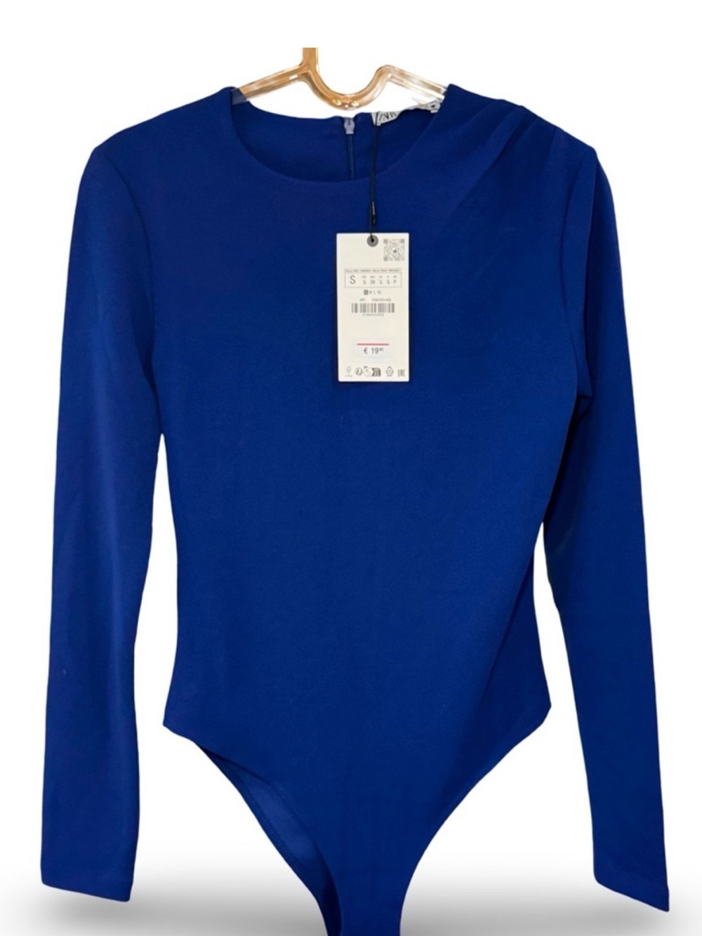 Zara Royal Blue Long Sleeve Bodysuit, Size Small